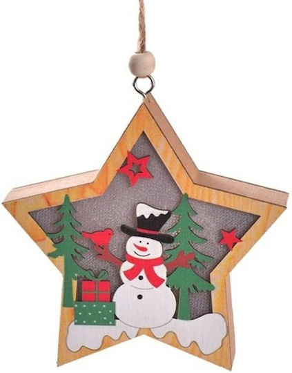Wooden Christmas Lamp Snowman Star