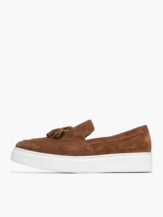 Δερμάτινα Ανδρικά Loafers σε Καφέ Χρώμα