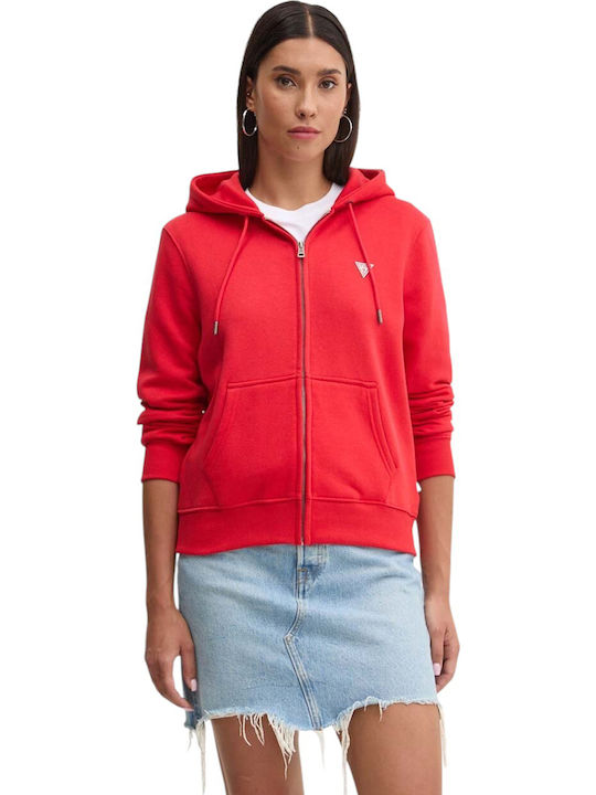 Guess Women's Sweatshirt Jacket Hooded Red