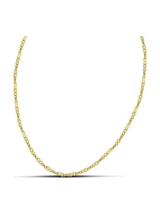 Themelidis Jewels Chain Neck made of Stainless Steel Gold-plated Thin Thickness 2.6mm and Length 75cm