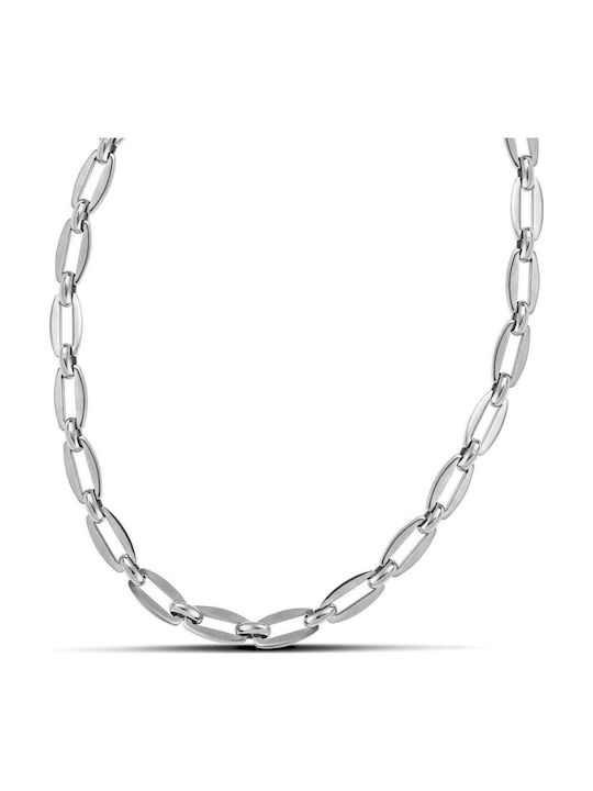 Themelidis Jewels Chain Neck made of Steel Wide Thickness 6.5mm and Length 75cm