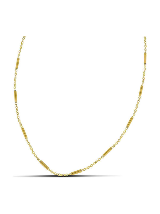 Themelidis Jewels Chain Neck made of Stainless Steel Gold-plated Thin Thickness 1.9mm and Length 45cm
