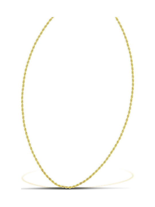 Themelidis Jewels Ανδρική Ασημένια Αλυσίδα Λαιμού Στριφτή Επιχρυσωμένη Λεπτή Πάχους 1.5mm και Μήκους 55cm