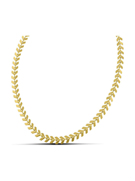Themelidis Jewels Chain Neck made of Stainless Steel Gold-plated Wide Thickness 6mm and Length 55cm