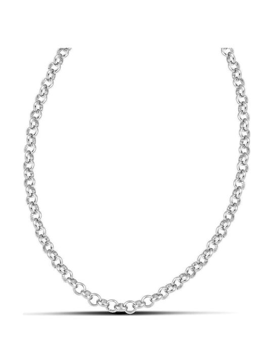 Themelidis Jewels Γυναικεία Αλυσίδα Λαιμού από Ανοξείδωτο Ατσάλι Λεπτή Πάχους 5mm και Μήκους 55cm
