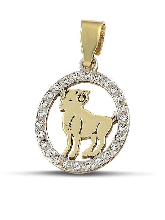 Themelidis Jewels Zodiac Charm Aries in 9K White Gold with Zircon