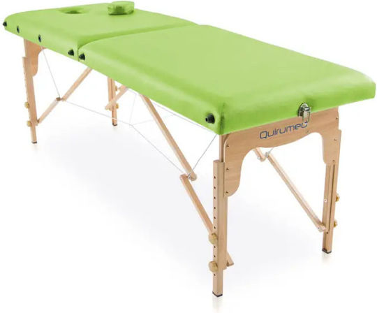 Quirumed Basic Portable Foldable Green Physiotherapy Bed Made of Wood 182x60cm
