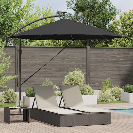 Hängender Aluminium Garten- und Terrassen-Sonnenschirm Schwarz 2,94x2,94xHöhe 2,48 m