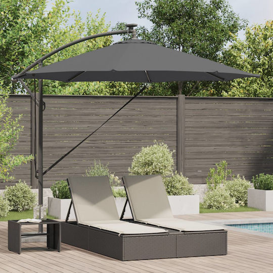 Hanging Aluminum Garden Parasol Grey 2.94x2.94xHeight 2.48m