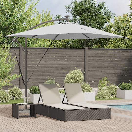 Hanging Aluminum Garden Parasol Beige 2.49x2.49xHeight 2.5m