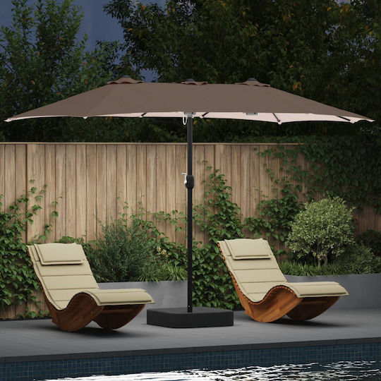 Aluminum Garden & Terrace Parasol Brown 3.85x2.09xHeight 2.44m