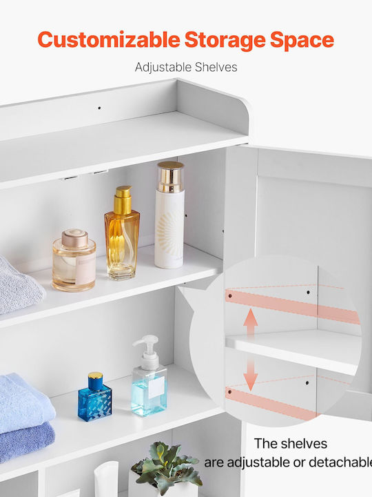Vevor Floor Bathroom Shelf Wooden White
