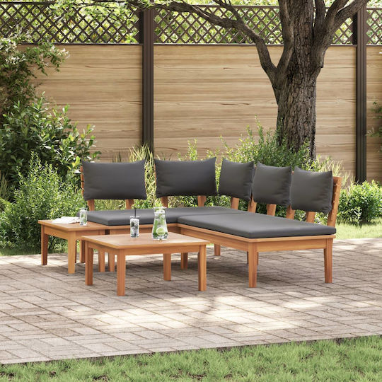 Outdoor Living Room Set 4 Pieces Brown and Grey