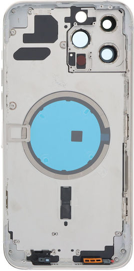 Apple Iphone 13 Pro Max Middle Frame Battery Door Back Bezel + Small Parts White Logo Oem