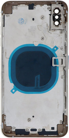 Apple iPhone XS Max Middle Frame Battery Door Back Bezel + Small Parts White Logo OEM