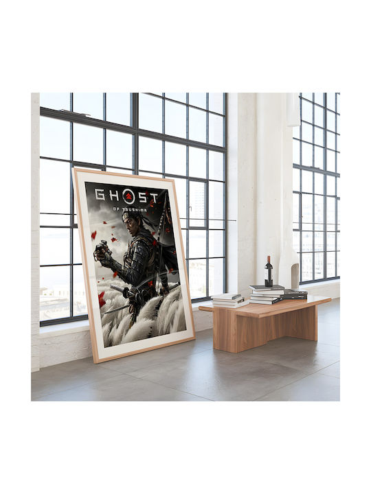 Gaming Poster Ghost Tsusima Cover Gm2339 30cm X 40cm Premium Μαύρο Ξύλινο Κάδρο