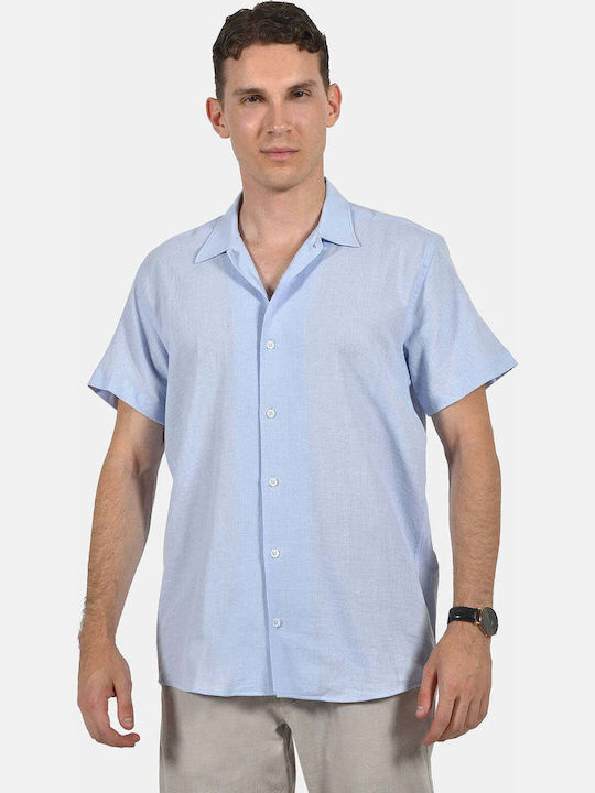 Short-sleeved Cotton Shirt Sky Blue