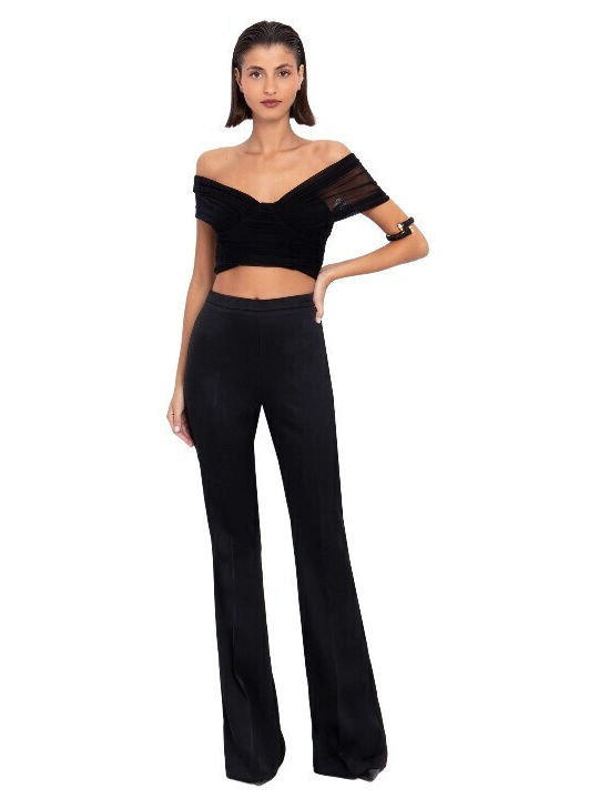 Toi&Moi Damen Hoch tailliert Stoff Hose Schlag ...