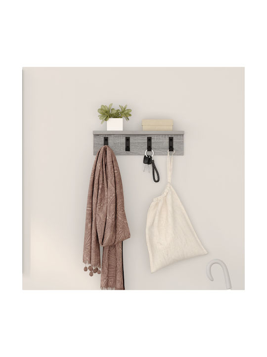 vidaXL Wooden Wall Hanger Gray 40x10.5x10.5cm 1pc