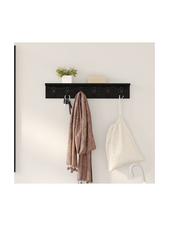 vidaXL Κρεμάστρα Τοίχου Ξύλινη Μαύρη 60x10.5x10.5cm