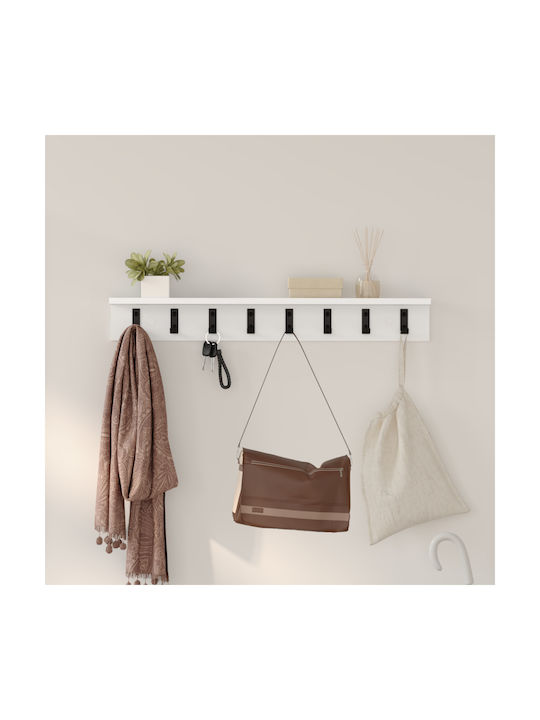 vidaXL Wooden Wall Hanger White 80x10.5x10.5cm