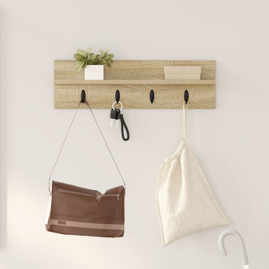 vidaXL Wooden Wall Hanger Brown 60x18x10.5cm 1pc