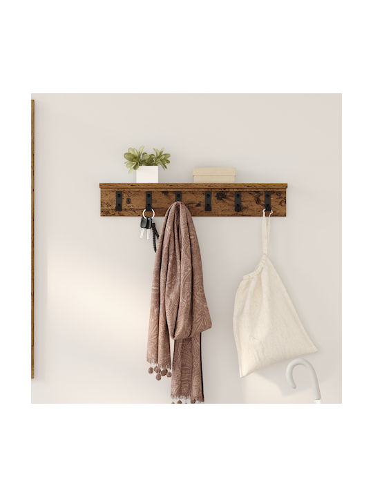 vidaXL Wooden Wall Hanger Brown 60x10.5x10.5cm