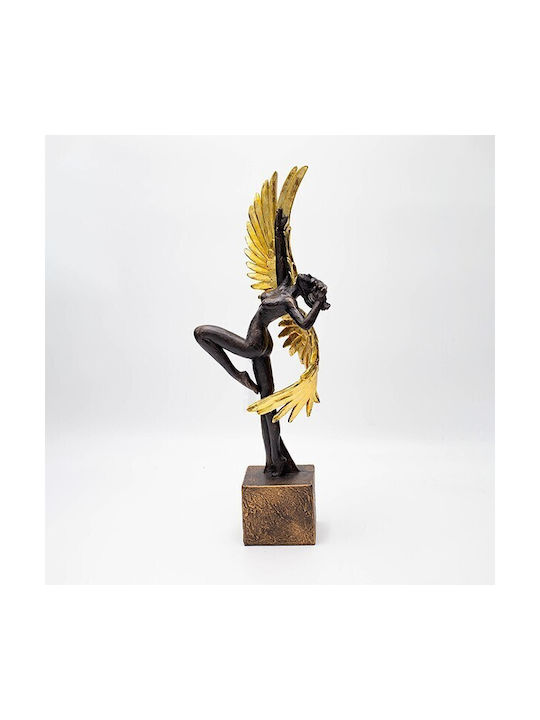 Table Decorative Woman Wings Polyresin Gold-Black 13.5x7.5x37cm