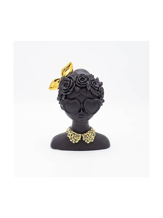 Table Decorative Woman Polyresin Black-Gold 14.5x10.5x20cm