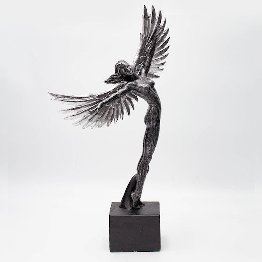 Table Decorative Woman Wings Polyresin Silver-Black 20x10x39.5cm