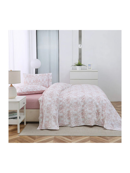 Liolios Home Chantai Σετ Σεντόνια Υπέρδιπλα 245x270εκ. Pink (4τμχ)
