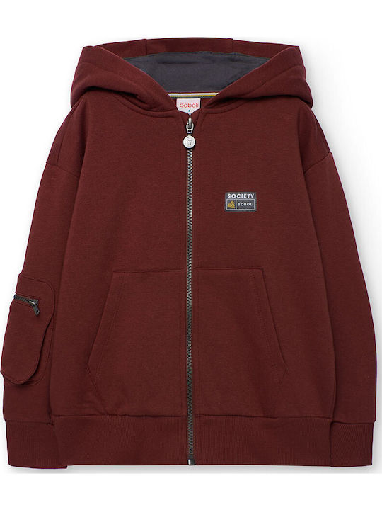 Kids Sweatshirt Cardigan with Hood and Pockets Brown