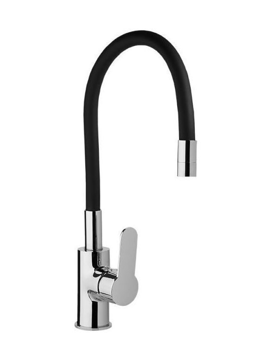 Curveta Kitchen Faucet Chrome Black Flexible Spout