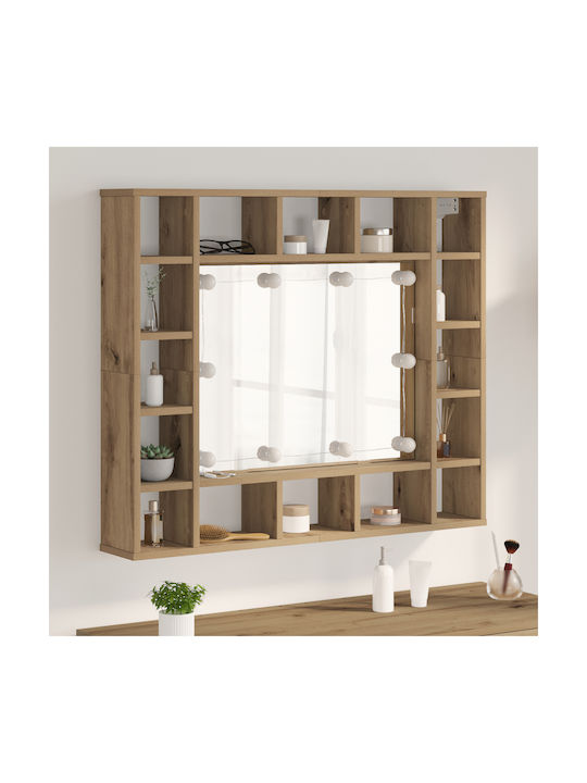 vidaXL Wall Mirror with Brown Wooden Frame & LE...