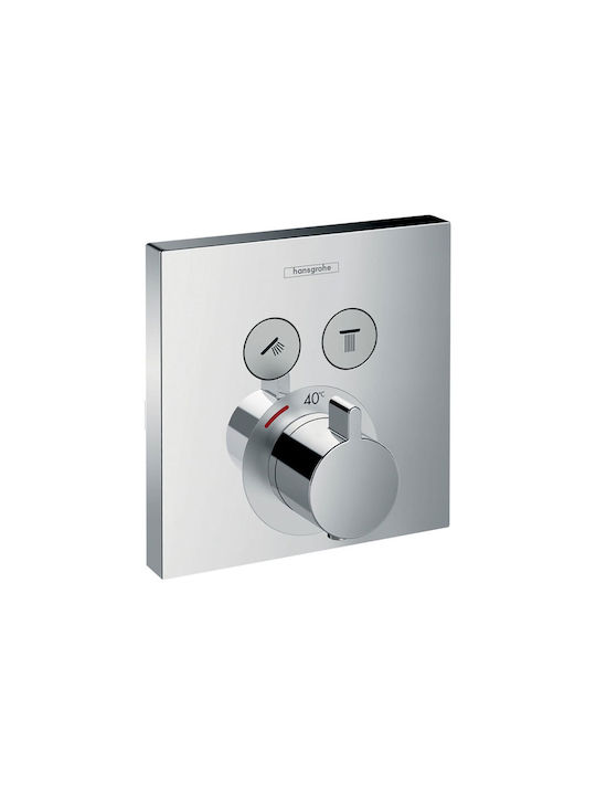 Hansgrohe Built-in Mixer, Hand Shower & Shower Head Set for Shower 2 Exits Silver