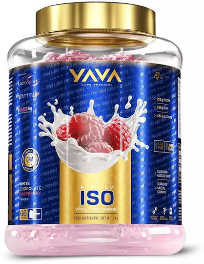 Yava Labs Premium ISO Πρωτεΐνη Ορού Γάλακτος με Γεύση Raspberry White Chocolate 2kg