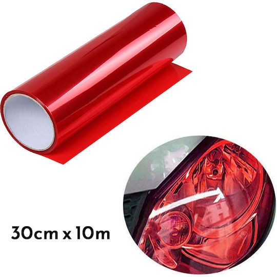 Car Headlight Sticker Film Self-Adhesive 30cmx10m Red W15492-r
