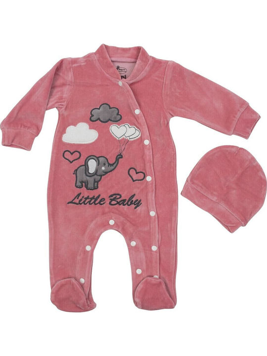 Evita Baby Bodysuit Long-Sleeved Velvet Pink