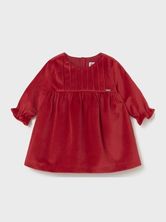 Mayoral Children's Dress Long Sleeve Velvet Cherry