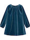 Children's Dress Long Sleeve Velvet Blue Squirrel