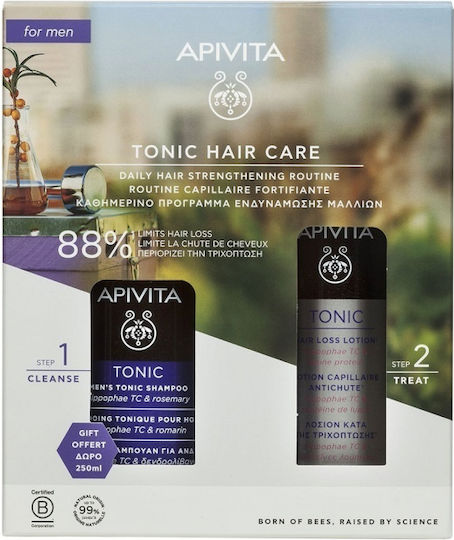 Apivita Tonic Hair Care Haarpflegeset gegen Haarausfall mit Shampoo und Lotion 2Stück