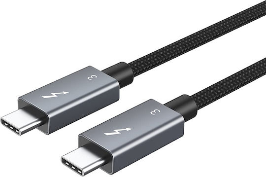 Cabletime Braided USB 2.0 Cable USB-C male - USB-C 100W Μαύρο 0.5m CT-C160-U31-TB3