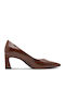 Patent Leather Pointed Toe Brown Medium Heels