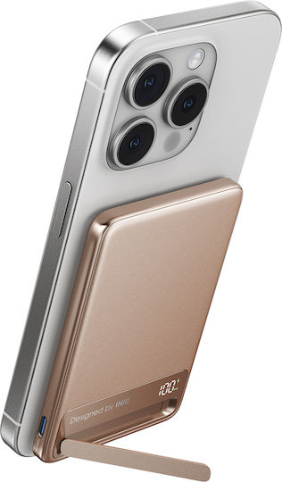 Iniu MagPro Slim MagSafe Qi2 Power Bank 5000mAh 20W mit USB-C Ausgangsanschlüsse Power Delivery Desert Titanium