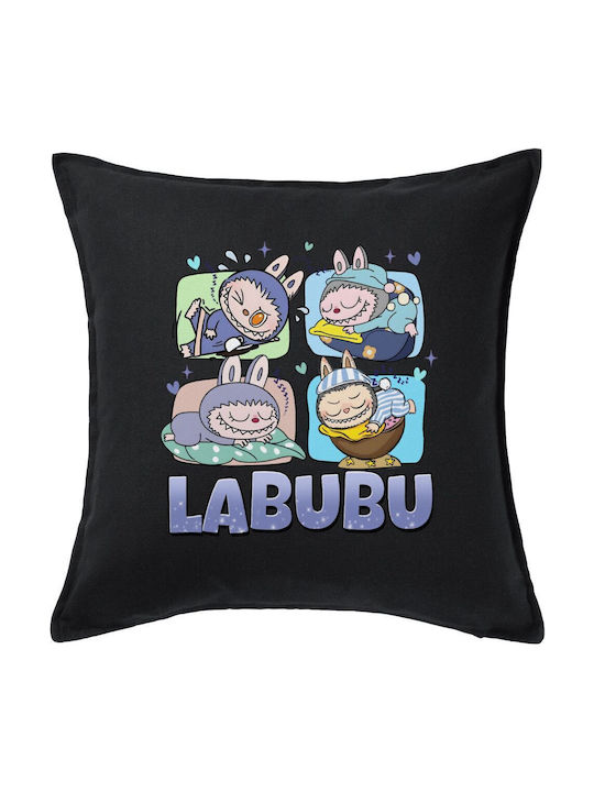 Labubu Couch Pillow Black 100% Cotton Includes Filling 50x50cm