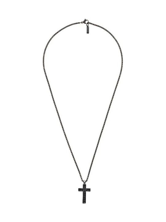 U.S. Polo Assn. Schwarz Herren Kreuz aus Stahl mit Kette