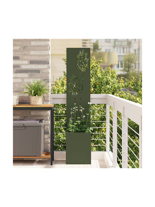 vidaXL Γλάστρα Μεταλλική Ελαιόχρωμο 32x140εκ.