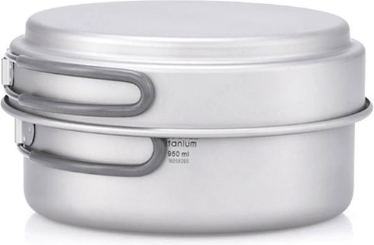 Keith Pan Kochset 2-teilig Titanium Topf Pfanne Kochset 950/600ml Silber
