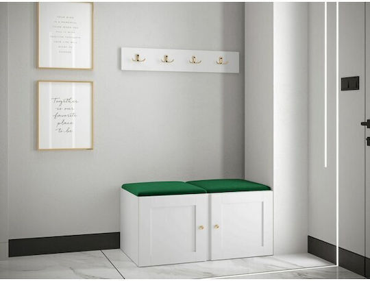 Hartford 376 Entry Furniture with Mirror & Hanger Green, White 84x44x42cm