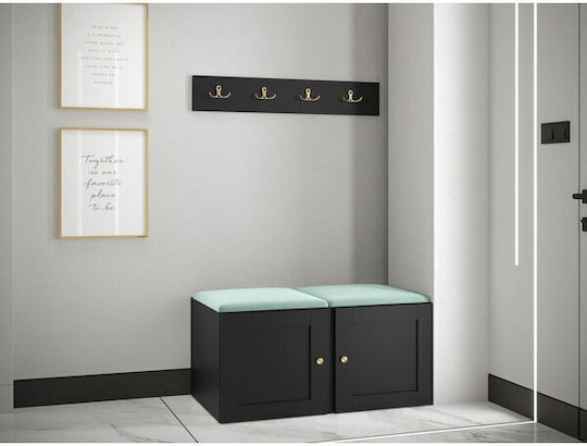 Hartford 376 Entry Furniture with Mirror & Hanger Turquoise, Black 84x44x42cm